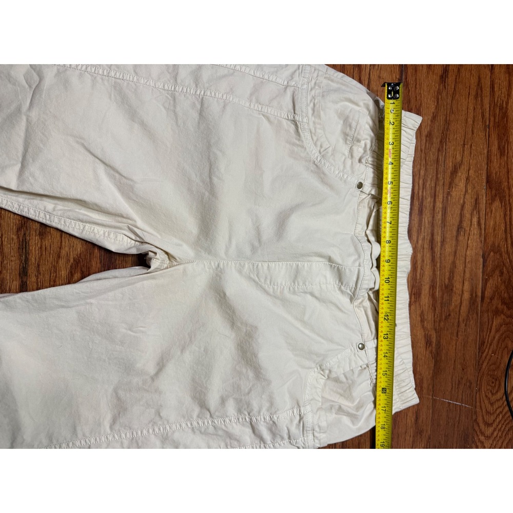 Soft Surroundings Cream Cropped Cargo Pants Petite Large PL Elastic Waist - Picture 5 of 8